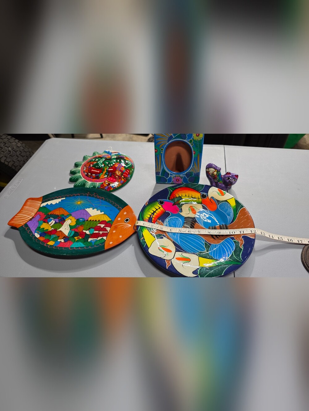 Hand-Painted Blue Parrot Decorative Plate - Vibrant Tropical Accent